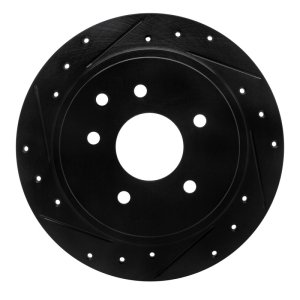 Nissan Juke Brake Rotor (1) - Rear Left - R1 Concepts - Drilled & Slotted - Black - `02-`25